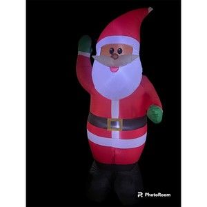 CHRISTMAS SANTA BLACK AFRICAN AMERICAN  6.5 FT Airblown Inflatable GEMMY